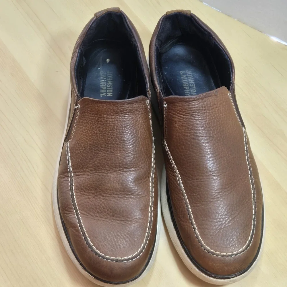 Johnston & Murphy Brown Leather Slip On Loafers Men's 8M Comfort Casual Shoe